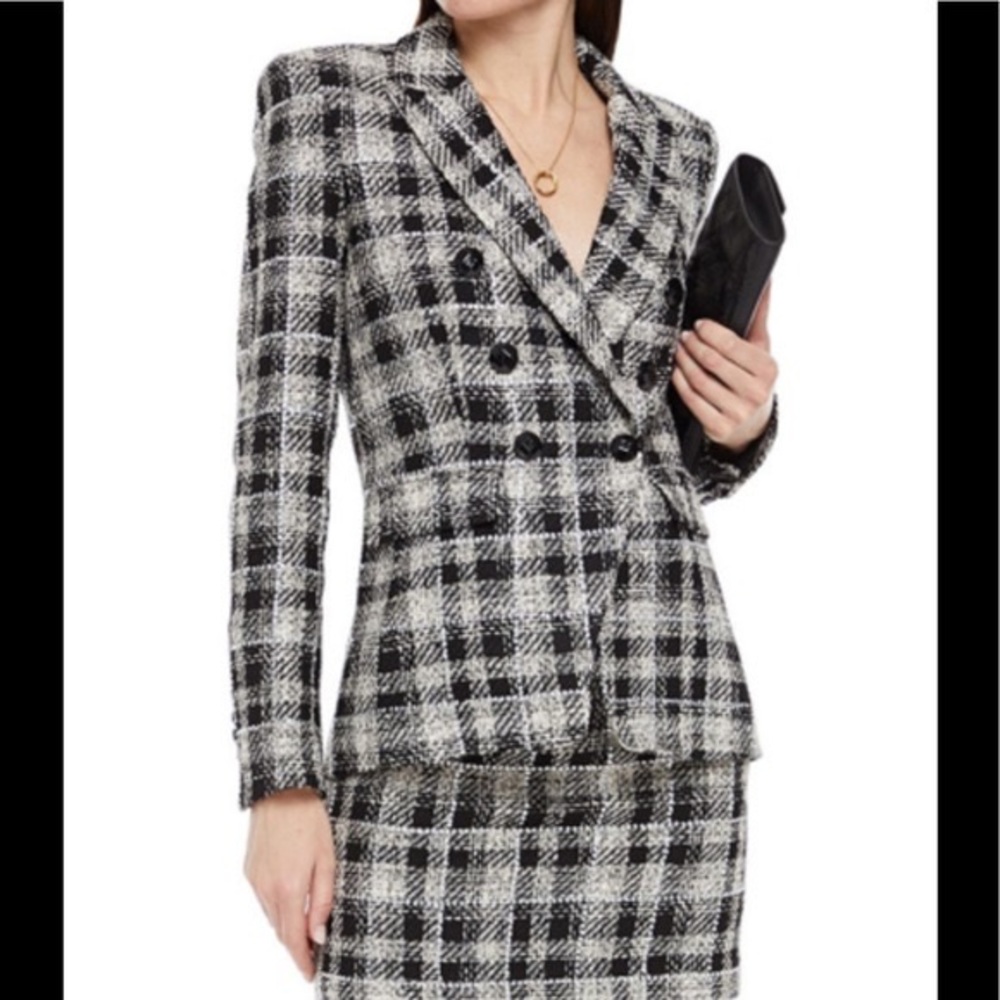 Veronica Beard Rhinestone Miller Plaid Tweed Dickey Jacket Size 4 Crystals